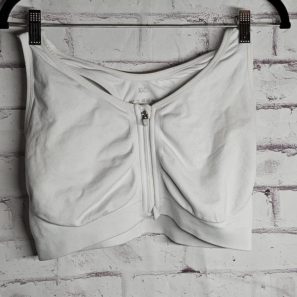 White Zip Front Bra 2x
